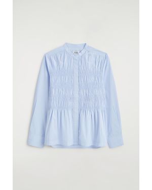 COS Ruched Cotton Blouse - Blue