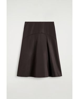 COS Embroidered Cotton Midi Skirt - Black