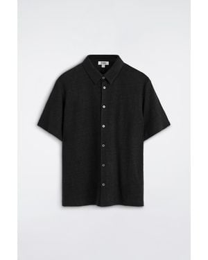 COS Linen-Jersey Short-Sleeved Shirt - Black