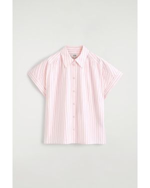 COS Striped Short-Sleeved Cotton Shirt - Pink