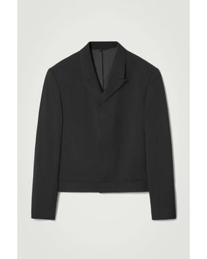 COS Slim Cropped Wool Blazer - Black