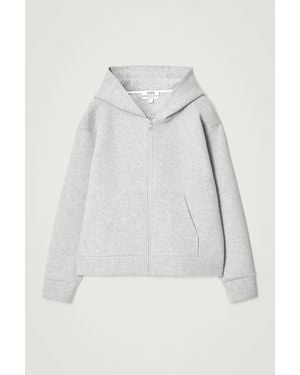 COS Oversized Scuba-jersey Zip-up Hoodie - Grey