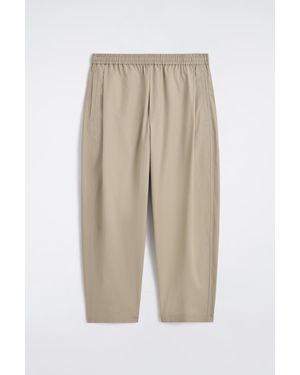 COS Cropped Elasticated Relaxed-Fit Wide-Leg Trousers - Natural