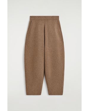 COS Merino Wool Barrel-Leg Pants - Natural