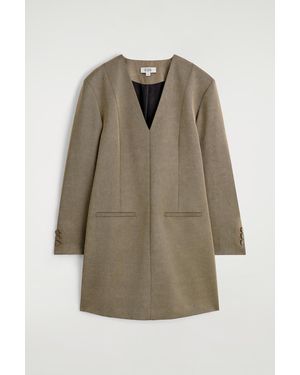 COS Metallic Wool-Blend Tuxedo Dress - Natural