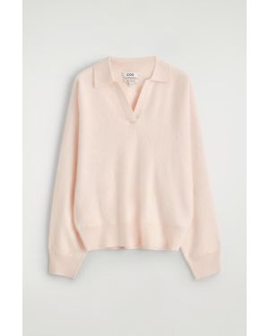 COS Pull Polo En Cachemire Brossé - Rose