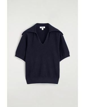 COS Sailor-Collar Knitted Top - Blue