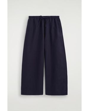 COS Wide-Leg Linen Drawstring Pants - Blue