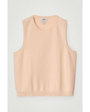 COS Textured Knitted Cotton Tank Top - Natural