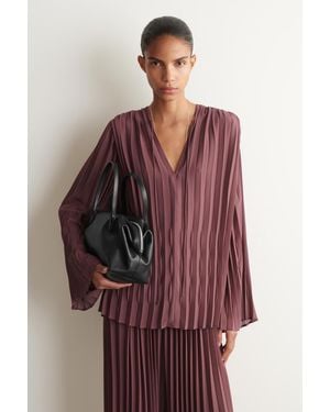 COS Georgette-Bluse Mit Bindedetail Und Falten - Rot
