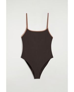 COS Contrast-Trimmed Swimsuit - Black