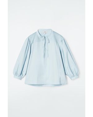 COS Tie-detail Pleated Blouse - Blue