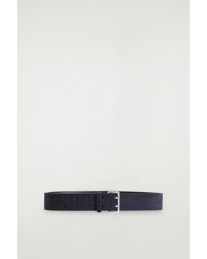 COS Double-Prong Suede Belt - Blue