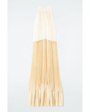 COS Plissé Halterneck Maxi Dress - Natural