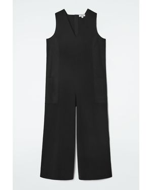 COS Oversized V-neck Jumpsuit - Black