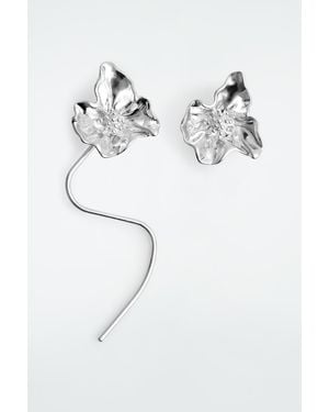 COS Mismatched Floral Earrings - Metallic
