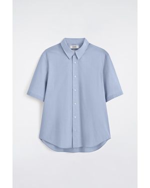 COS Relaxed Cotton Short-Sleeved Shirt - Blue