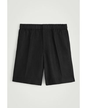 COS Elasticated Linen Shorts - Black