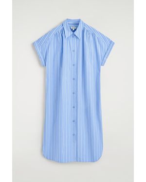 COS Striped Short-Sleeved Cotton Shirt Dress - Blue