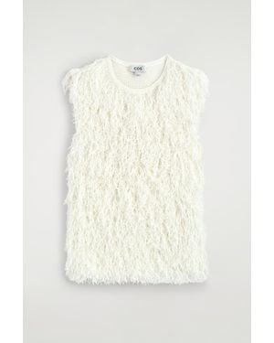 COS Fringed Knitted Top - Natural
