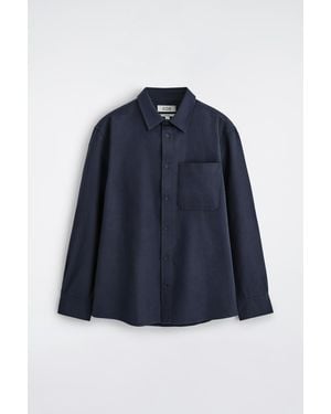COS Relaxed Brushed Cotton-Blend Shirt - Blue