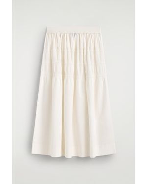 COS Tiered Gathered Midi Skirt - White