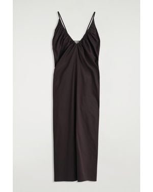 COS Gathered V-Neck Maxi Dress - Black