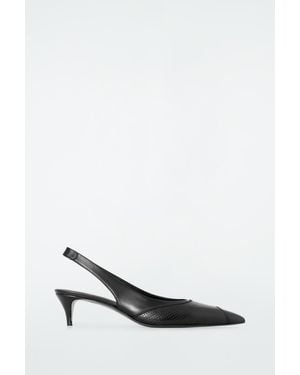 COS Perforated Leather Slingback Heels - White