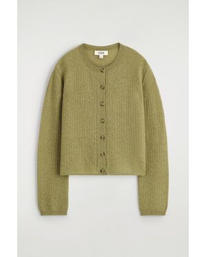 COS Zigzag-Knit Mohair-Blend Cardigan - Green
