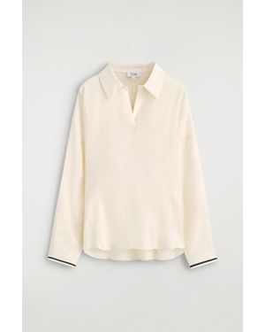 COS Contrast-Tipped Sculpted Open-Collar Shirt - Natural