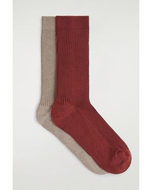 COS 2Er-Pack Gerippte Socken - Rot