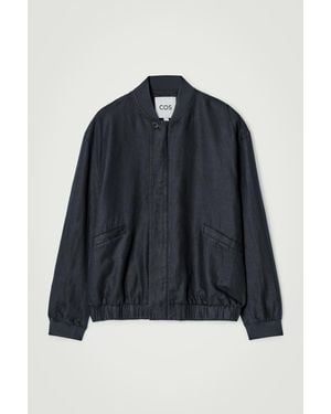 COS Linen Bomber Jacket - Blue