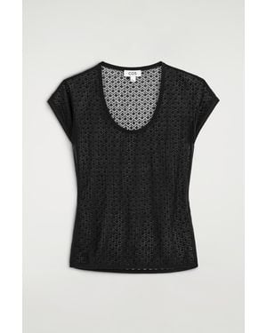 COS Diamond-Knit Lace T-Shirt - Black