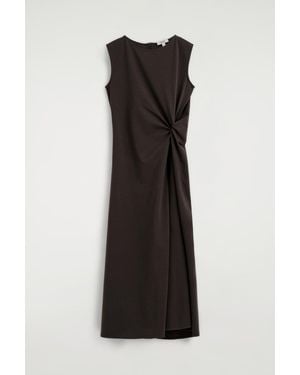 COS Twist-Detail Jersey Midi Dress - Black