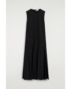 COS Pleated Cotton-Linen Maxi Dress - Black