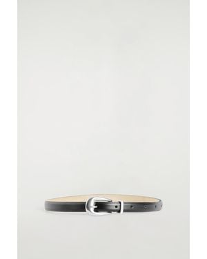COS Sculpted-Buckle Leather Belt - Black