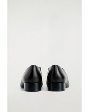 COS Square-Toe Leather Heeled Shoes - Black