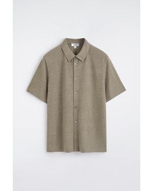COS Linen-Jersey Short-Sleeved Shirt - Natural
