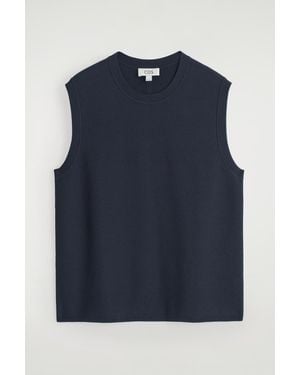 COS Honeycomb-Knit Tank Top - Blue