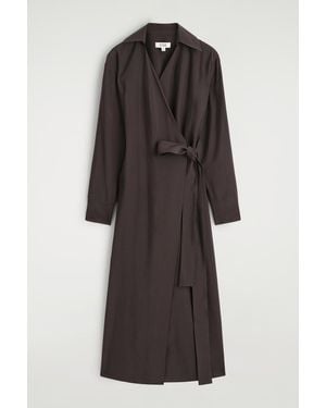 COS Modal Midi Wrap Dress - Brown