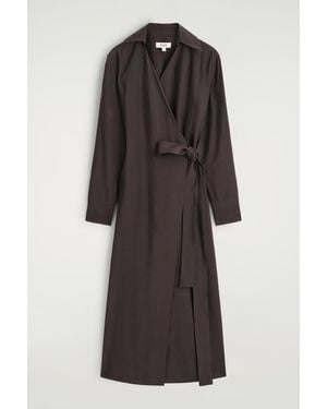 COS Modal Midi Wrap Dress - Brown