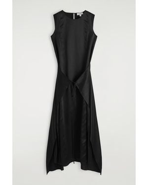 COS Wrap-Front Silk Maxi Dress - Black