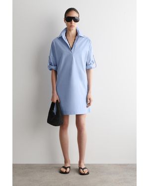 COS Kurzarmhemd Aus Baumwoll-Popeline - Blau