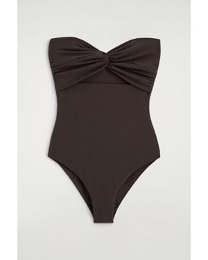 COS Twisted Textured Cutout Swimsuit - Brown