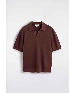 COS Knitted Linen Polo Shirt - Red