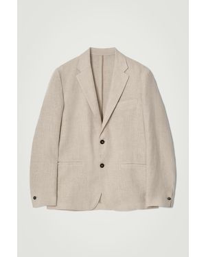 COS Single-Breasted Linen Blazer - Natural