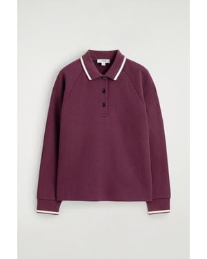 COS Contrast-Tipped Cotton Polo Top - Purple