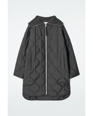COS Ribbed-collar Quilted Coat - Gray