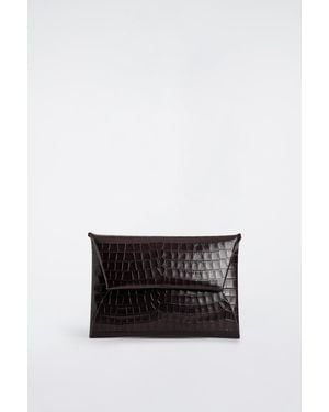 COS Croc-Effect Leather Pouch - White