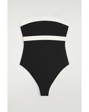 COS Colour-Block Scuba Bandeau Swimsuit - Black
